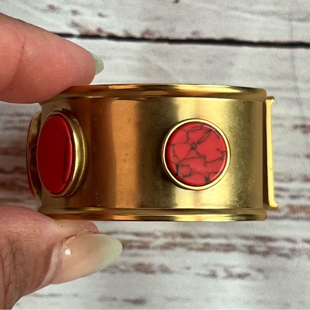 Kate Spade Gold Cuff with Orange Stones
